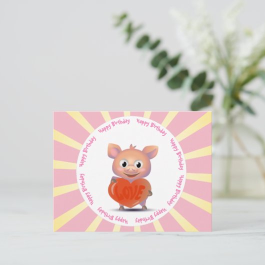 Kawaii-Schwein, Liebe Postkarte (Stehend Vorderseite)