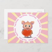 Kawaii-Schwein, Liebe Postkarte (Vorne/Hinten)