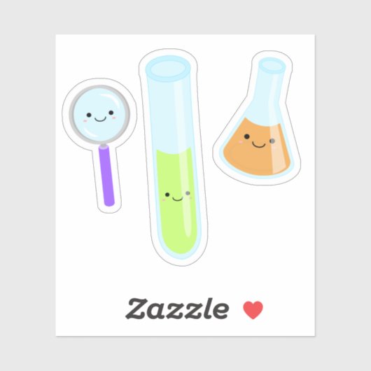 Kawaii Science Test Tube Beaker Magnifying Glass Aufkleber (Blatt)