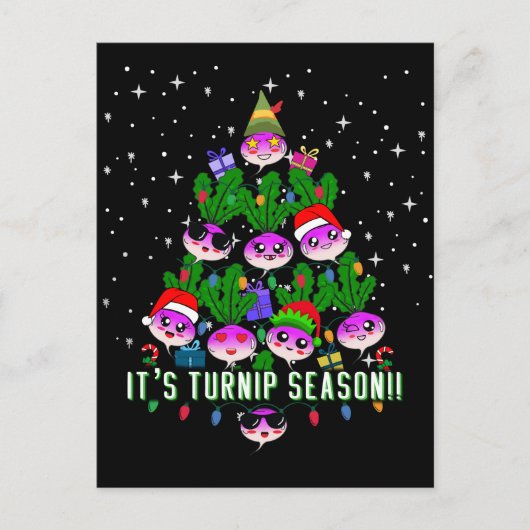 Kawaii sein Turnip Jahreszeit Weihnachtsbaum Funny Postkarte (Vorderseite)