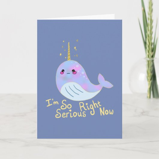 Kawaii Serious Narwhal Karte (Vorderseite)