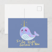 Kawaii Serious Narwhal Postkarte (Vorne/Hinten)