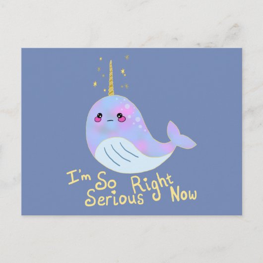 Kawaii Serious Narwhal Postkarte (Vorderseite)