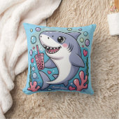 Kawaii Shark Boba Tea Kissen (Decke)