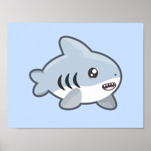 Kawaii Shark Poster