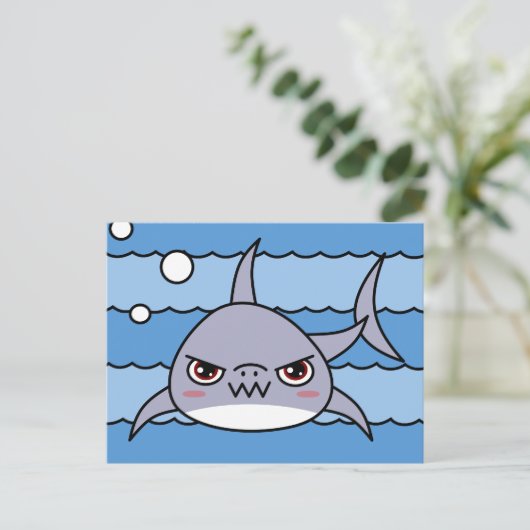 Kawaii Shark Postkarte (Stehend Vorderseite)