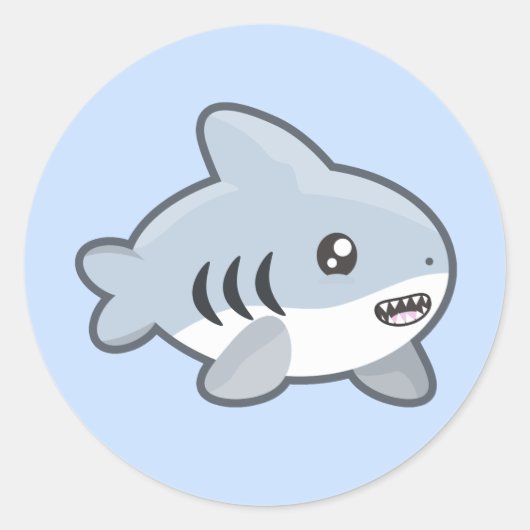 Kawaii Shark Runder Aufkleber (Vorderseite)