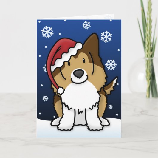Kawaii Sheltie Weihnachtskarte Feiertagskarte (Vorderseite)