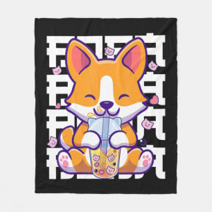 Kawaii Shiba Inu Dog Bubble Tea Boba Anime Gifts G Fleecedecke
