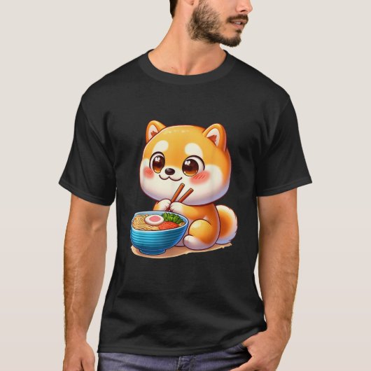 Kawaii Shiba Inu Dog Ramen Noodles T-Shirt (Vorderseite)