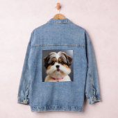 Kawaii Shih Tzu Face with Top Knot – Cute Dog Art Jeansjacke (Hangar)