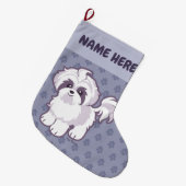 Kawaii Shih Tzu Großer Weihnachtsstrumpf (Vorderansicht (hängend))