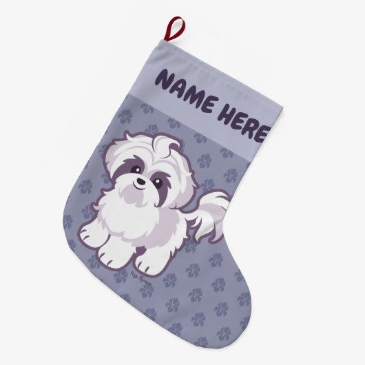 Kawaii Shih Tzu Großer Weihnachtsstrumpf (Vorderansicht (hängend))