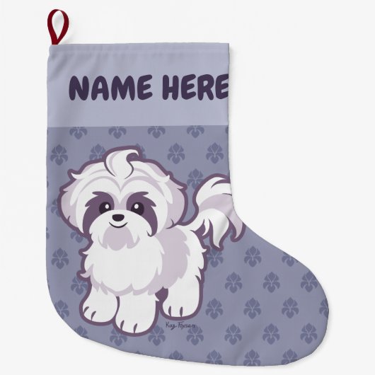 Kawaii Shih Tzu Großer Weihnachtsstrumpf (Vorderseite)