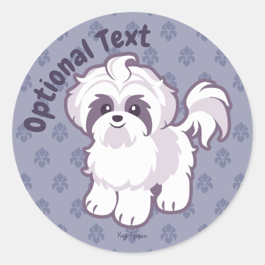Kawaii Shih Tzu Runder Aufkleber (Vorderseite)