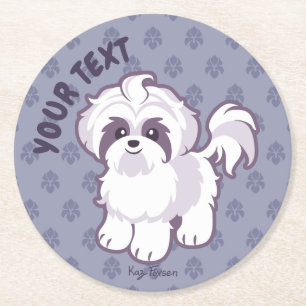Kawaii Shih Tzu Runder Pappuntersetzer