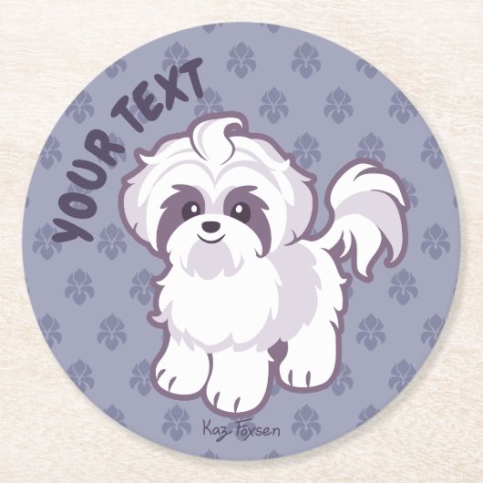 Kawaii Shih Tzu Runder Pappuntersetzer (Vorderseite)