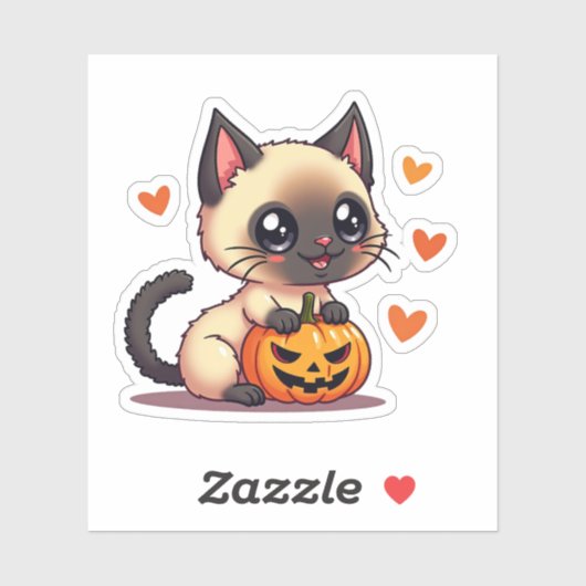Kawaii Siamese Kitten - Halloween Chibi Aufkleber (Blatt)