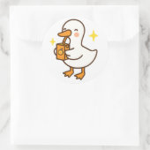Kawaii Silly Goose Holding Juice Box Sticker (Tasche)