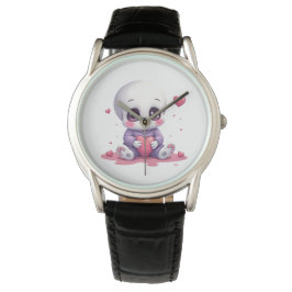 Kawaii Skeleton Holding Heart Armbanduhr