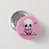 Kawaii Skeleton Holding Heart Button (Vorne & Hinten)