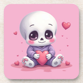 Kawaii Skeleton Holding Heart Getränkeuntersetzer