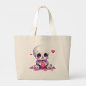 Kawaii Skeleton Holding Heart Jumbo Stoffbeutel (Rückseite)