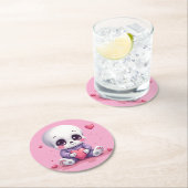Kawaii Skeleton Holding Heart Runder Pappuntersetzer (Vor Ort)