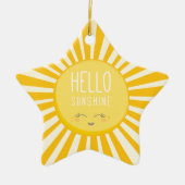 KAWAII SKY Hell kühn gelb lächelnd Sonne Keramikornament (Vorne)