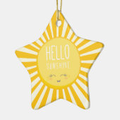 KAWAII SKY Hell kühn gelb lächelnd Sonne Keramikornament (Links)