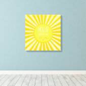 KAWAII SKY Hell kühn gelb lächelnd Sonne Leinwanddruck (Insitu (Holzboden))