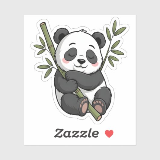 Kawaii Sleeping Panda zu Bamboo Aufkleber (Blatt)