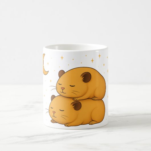 Kawaii sleepy dreamy cozy cartoon hamster moon kaffeetasse (Mittel)