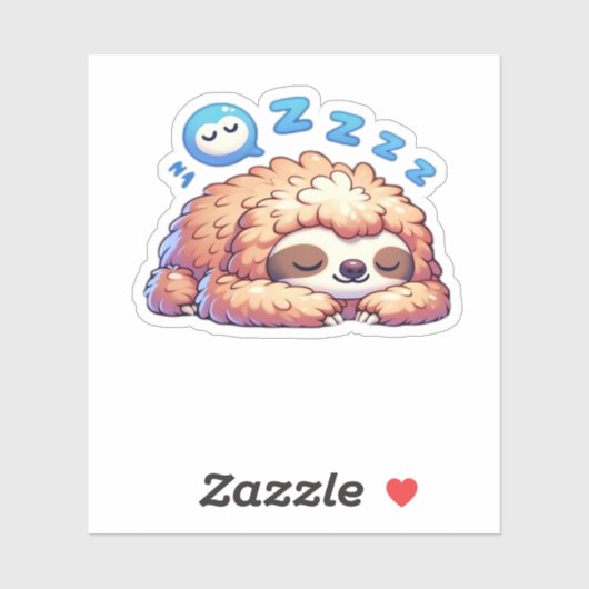 Kawaii Sleepy Sloth Napping Zzz Funny Lazy Animal Aufkleber (Blatt)