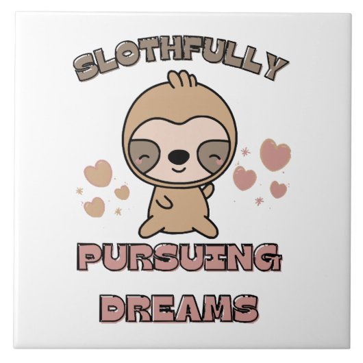 Kawaii Sloth Animal Pun Fliese (Vorderseite)