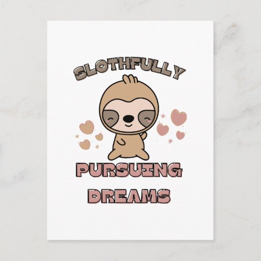 Kawaii Sloth Animal Pun Postkarte (Vorderseite)