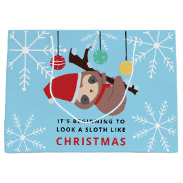 Kawaii Sloth Christmas Punny Holiday Winter Niedli Große Geschenktüte