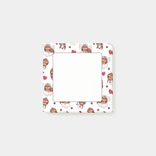 Kawaii Sloth Cupid Pattern Post-it Klebezettel (Vorderseite)