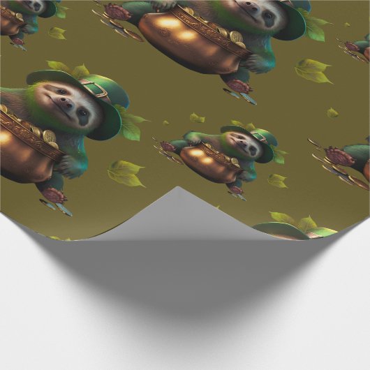 Kawaii-Sloth. Funny Irish Leprechaun. Saint Patric Geschenkpapier (Ecke)