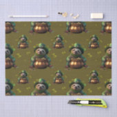 Kawaii-Sloth. Funny Irish Leprechaun. Saint Patric Seidenpapier (Handwerk)
