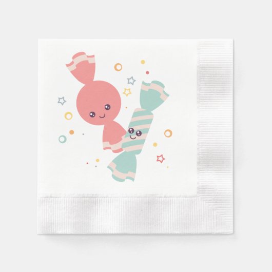 Kawaii Smiling Candy Paper Napkins Serviette (Vorderseite)