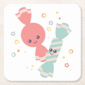Kawaii Smiling Candy Sqaure Paper Untersetzer (Vorderseite)