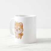 Kawaii Smiling Cartoon-Style Shiba Inu Kaffeetasse (Vorderseite Links)