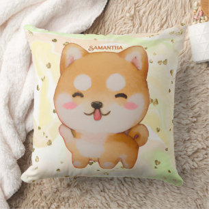 Kawaii Smiling Cartoon-Style Shiba Inu Kissen