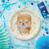Kawaii Smiling Cartoon-Style Shiba Inu Pappteller (Party)