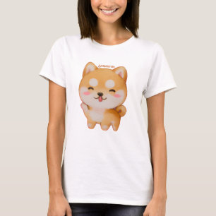 Kawaii Smiling Cartoon-Style Shiba Inu T-Shirt