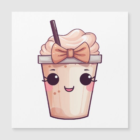 Kawaii Smiling Frappe Magnetkarte (Vorderseite)