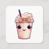 Kawaii Smiling Frappe Quadratische Visitenkarte (Rückseite)