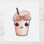 Kawaii Smiling Frappe Weinetikett (Einzelnes Label)