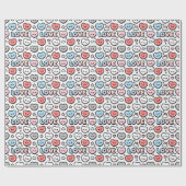 Kawaii Smiling Hearts Gradient LOVE Pattern Geschenkpapier (Flach)